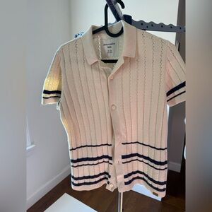 Abercrombie Kids Beige w/ Navy Stripe Knit Polo